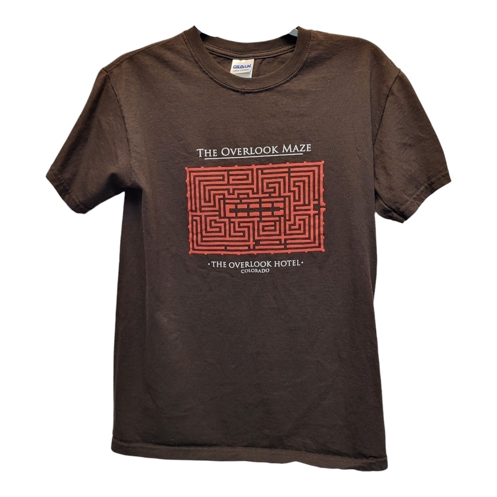 Overlook Hotel Brown and Red Short Sleeve Tee with Maze Graphic - Size S